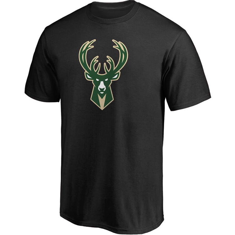 NBA密尔沃基雄鹿队短袖训练服 比赛运动时尚潮流T恤 黑色 Fanatics
