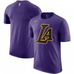 洛杉矶湖人队logo短袖 2021城市版紫色