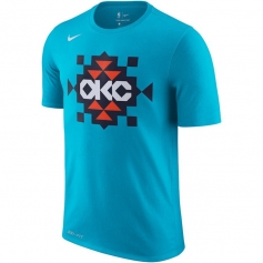 俄克拉荷马城雷霆队logo短袖 2021城市版蓝色
