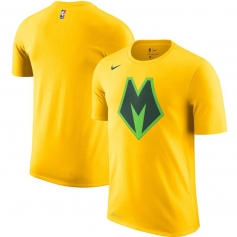 密尔沃基雄鹿队logo短袖 2021城市版黄色