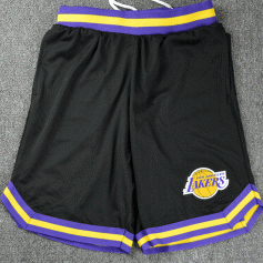 NBA洛杉矶湖人队短裤 篮球运动训练潮流时尚裤衩 UNK 黑色
