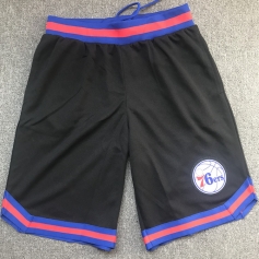 NBA费城76人队短裤 篮球运动训练潮流时尚裤衩 UNK 黑色