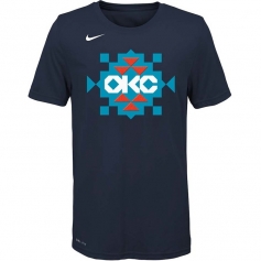 俄克拉荷马城雷霆队logo短袖 2021城市版蓝色