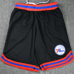 NBA费城76人队短裤 篮球新潮休闲训练运动裤衩 UNK 黑色