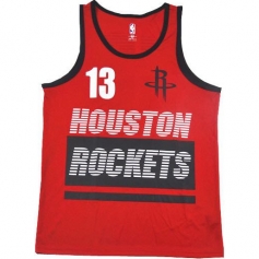 NBA詹姆斯-哈登背心 休斯顿火箭队13号训练热身潮流无袖 红色 UNK