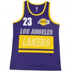 NBA勒布朗-詹姆斯背心 洛杉矶湖人队23号训练热身潮流无袖 紫色 UNK